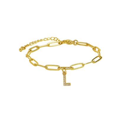Elina - Dainty Paperclip Letter Initial Bracelet