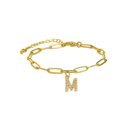 Elina - Dainty Paperclip Letter Initial Bracelet