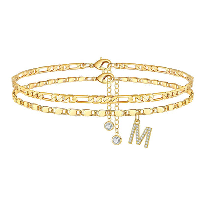 Corlina - Diamond Letter Initial 2pc 14k Anklet