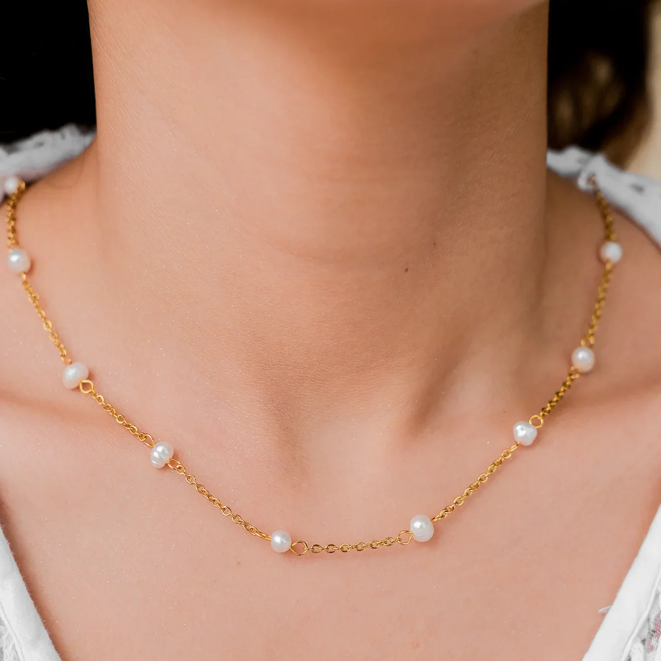 Pauline - Gold Pearl Necklace