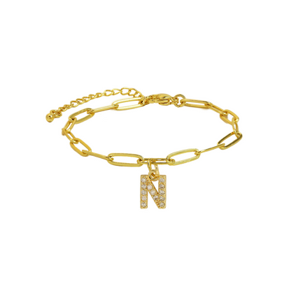 Elina - Dainty Paperclip Letter Initial Bracelet