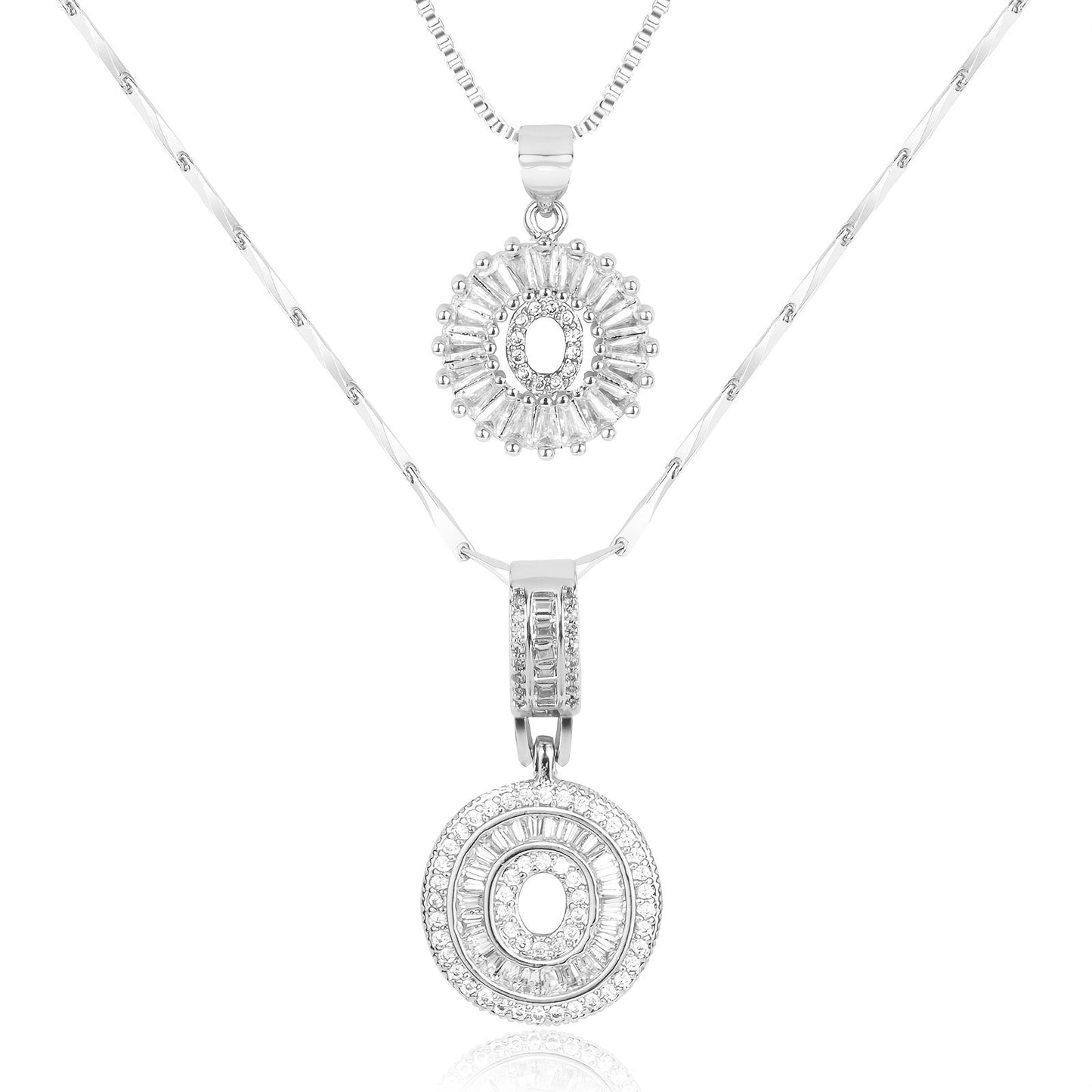 Corlina - 2 pc 14k Diamond Letter Initial Necklace