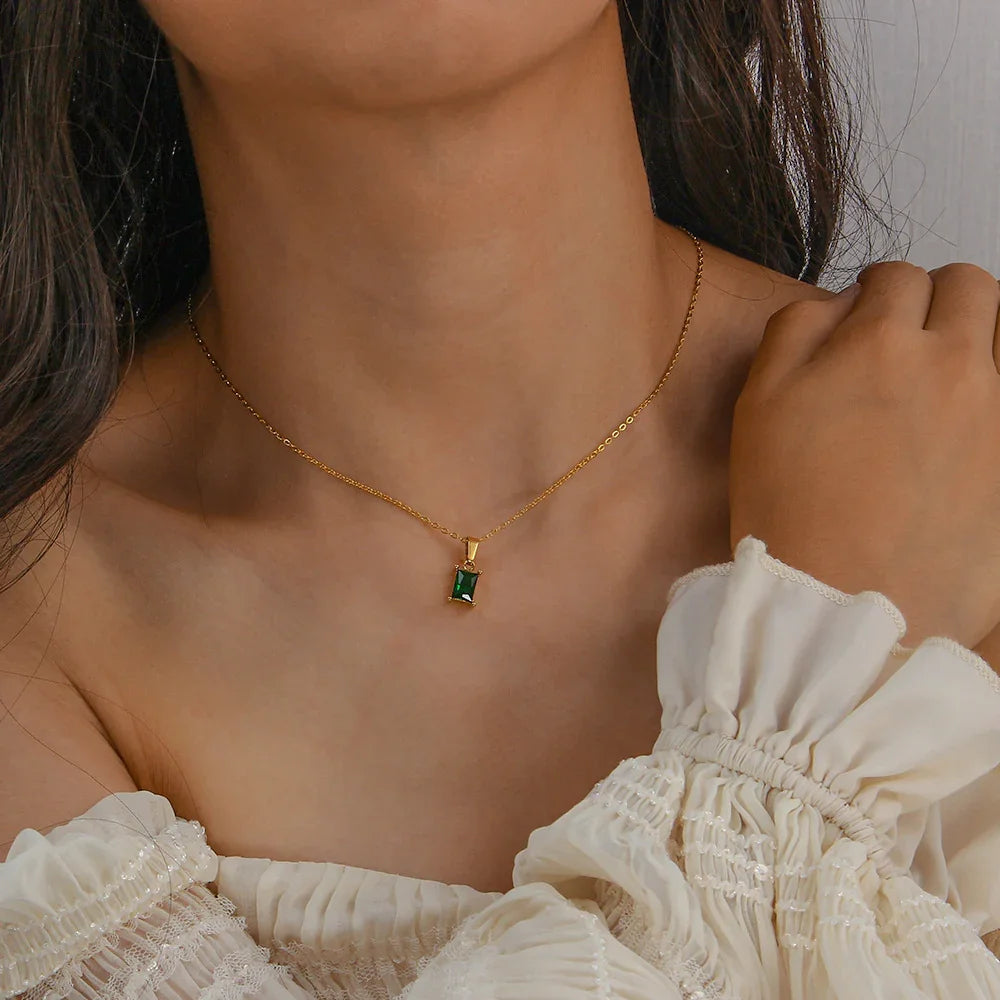 Maddie - Green Emerald  Necklace