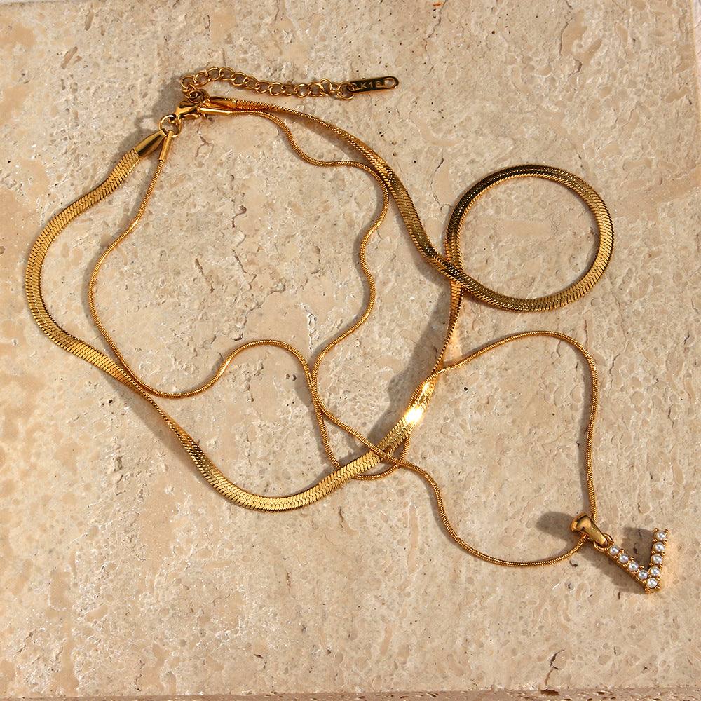 Marissa - Layered Gold Initial Letter Necklace