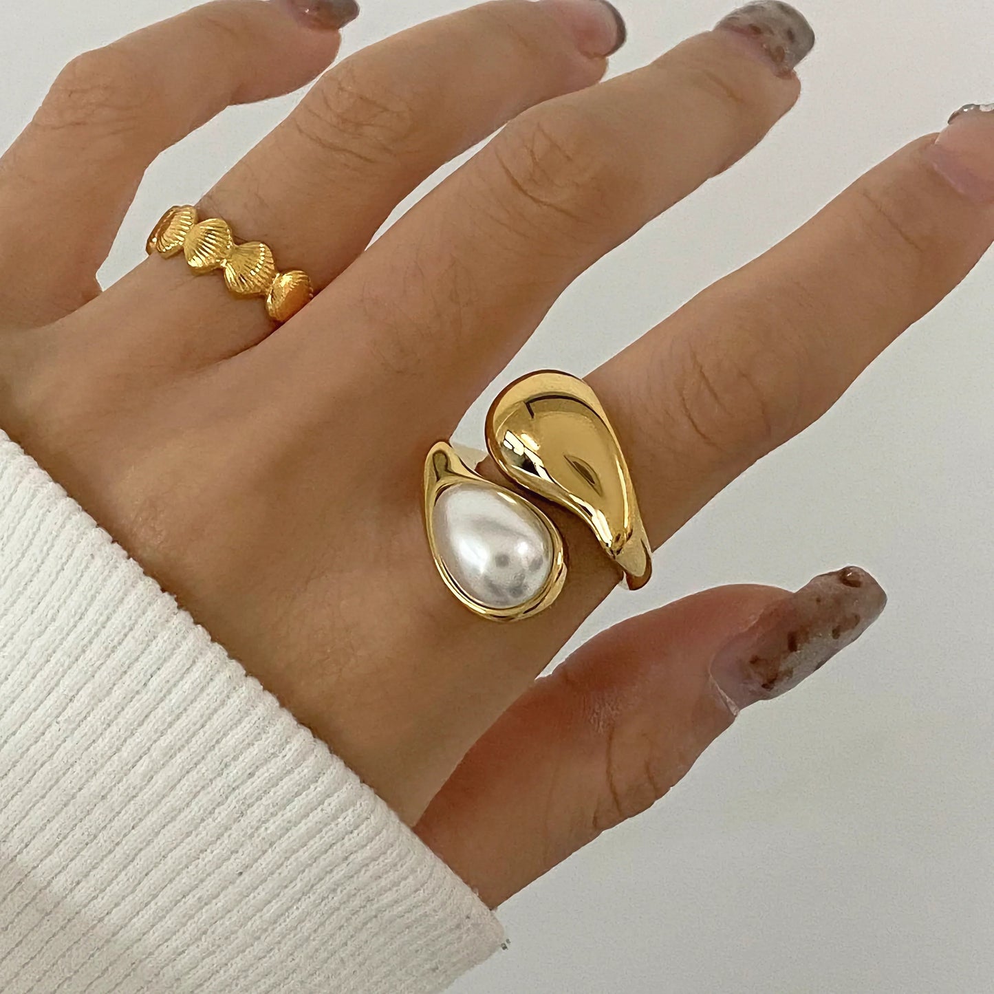 Veronica -  Amber Pearl Ring