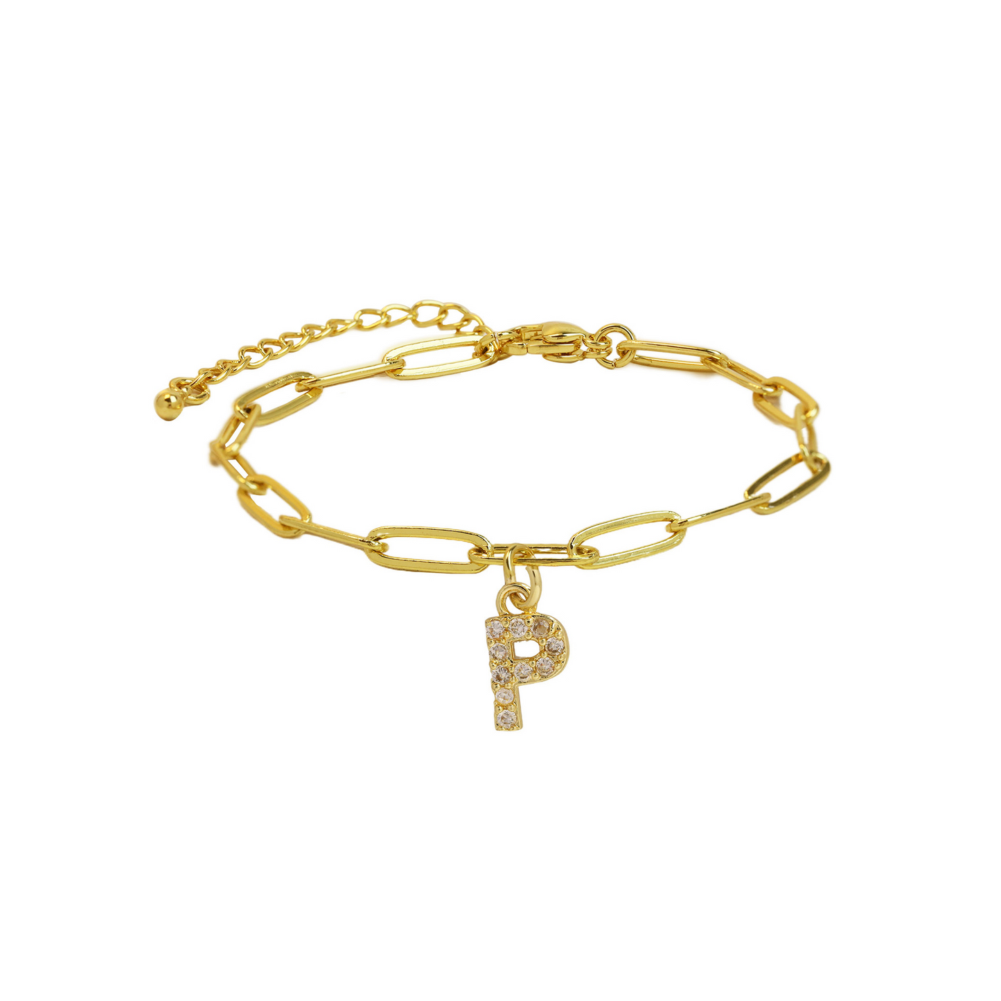 Elina - Dainty Paperclip Letter Initial Bracelet