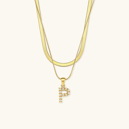 Marissa - Layered Gold Initial Letter Necklace