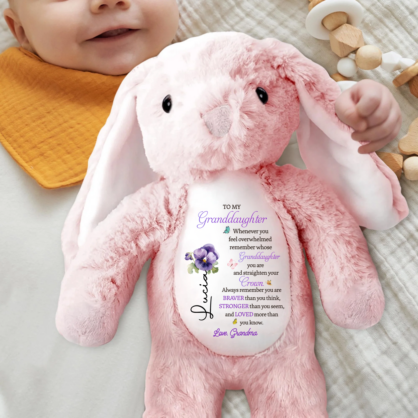 To My Granddaughter - Whenever You Feel Overwhelmed - Personalized Stuffed Bunny