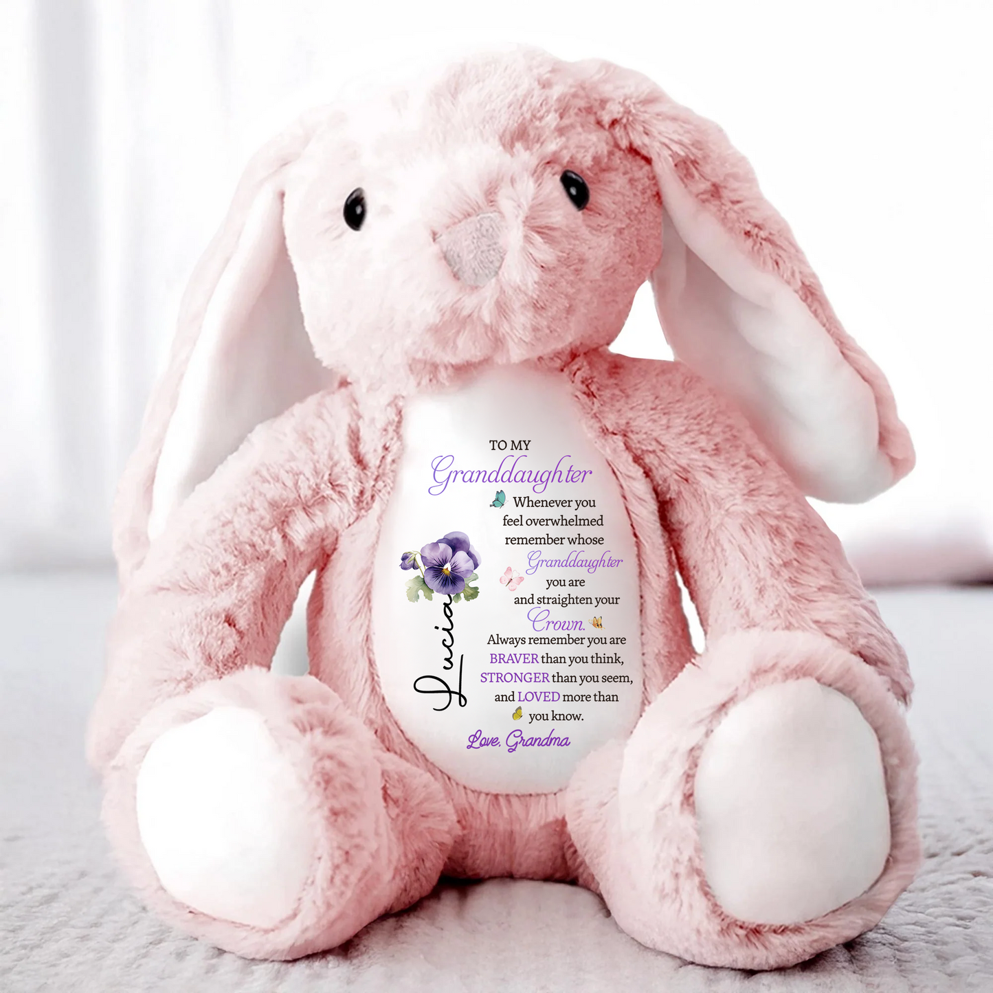 To My Granddaughter - Whenever You Feel Overwhelmed - Personalized Stuffed Bunny