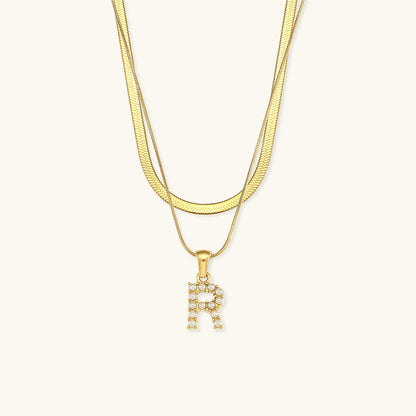 Marissa - Layered Gold Initial Letter Necklace