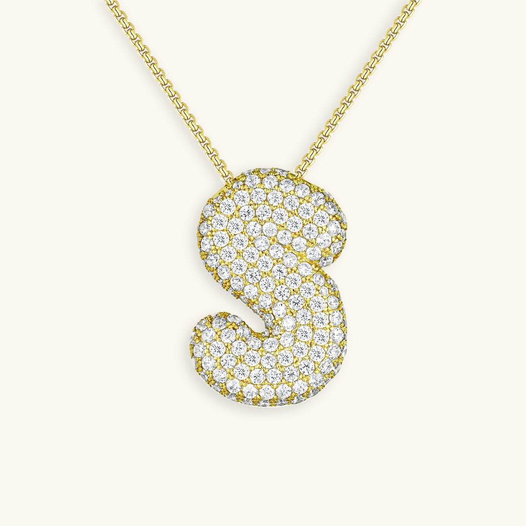 Esme - Bubble Initial Diamond Necklace