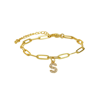 Elina - Dainty Paperclip Letter Initial Bracelet