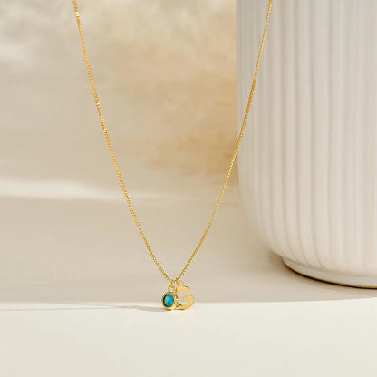 Alyssa - Dainty Initial & Birthstone Necklace