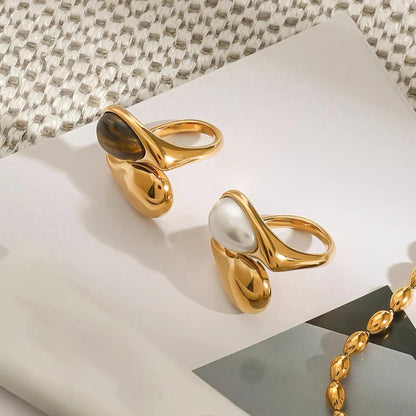 Veronica -  Amber Pearl Ring