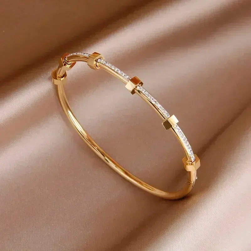 Novara - Diamond Hex Bangle Bracelet