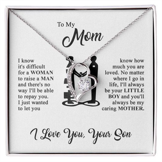 To My Mom - I Love You  - Heart Necklace