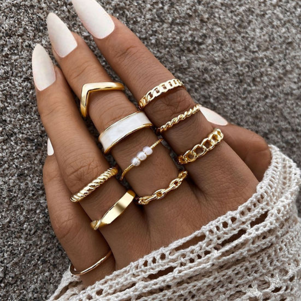 10 Pieces Style Rings - Trendy Mix & Match Rings
