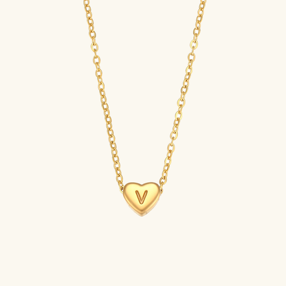 Juliette - Heart Initial Gold Necklace