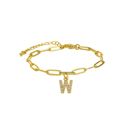 Elina - Dainty Paperclip Letter Initial Bracelet