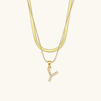 Marissa - Layered Gold Initial Letter Necklace