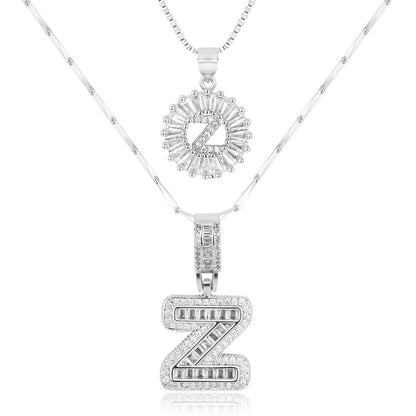 Corlina - 2 pc 14k Diamond Letter Initial Necklace