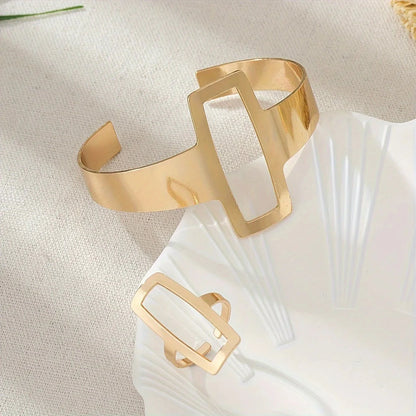 Novelle - Adjustable Geometric Bracelet & Ring Set