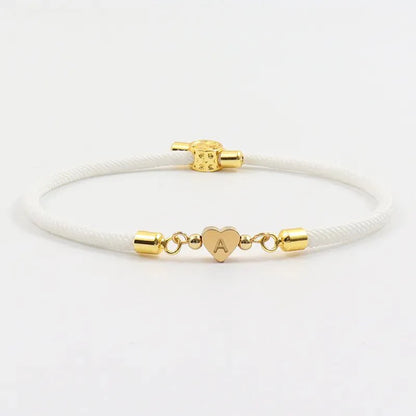 Nora - Adjustable Heart Letter Initial Bracelets White