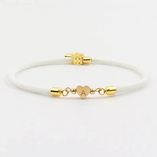 Nora - Adjustable Heart Letter Initial Bracelets White