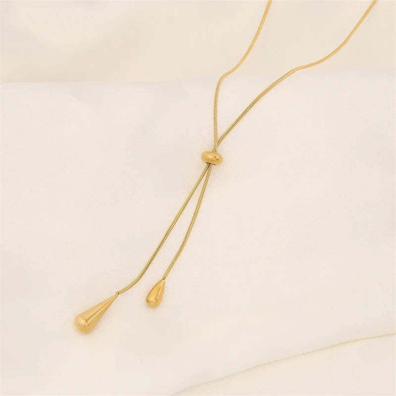 Ismara - Adjustable Pull Droplet Necklace & Earrings