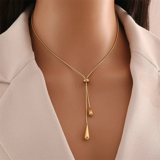 Ismara - Adjustable Pull Droplet Necklace & Earrings