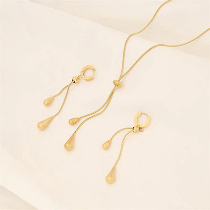 Ismara - Adjustable Pull Droplet Necklace & Earrings