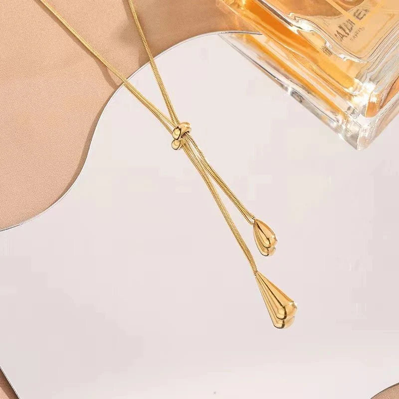 Ismara - Adjustable Pull Droplet Necklace & Earrings