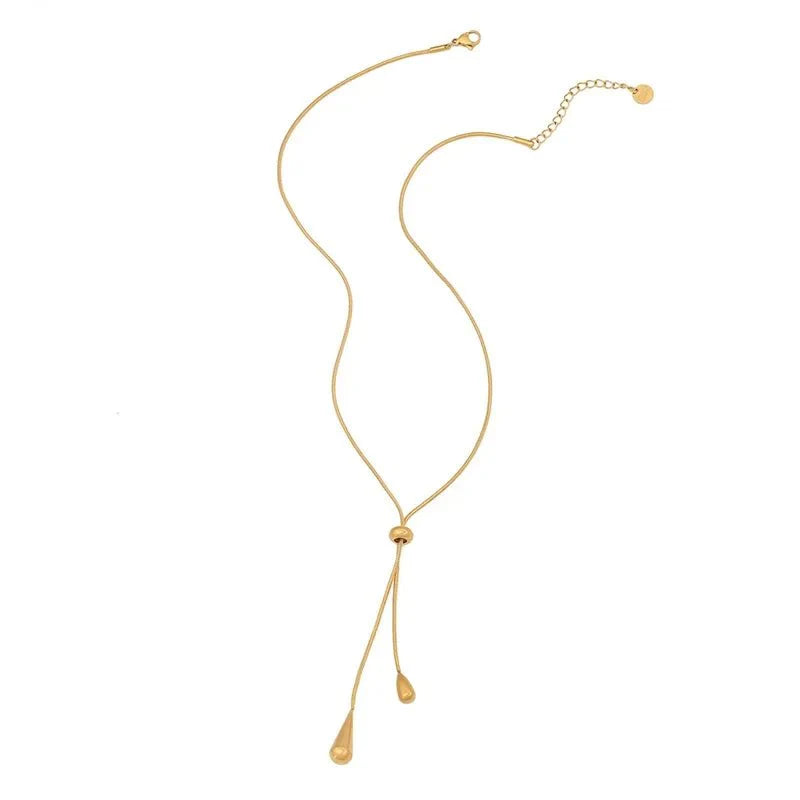 Ismara - Adjustable Pull Droplet Necklace & Earrings