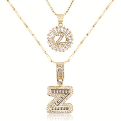 Corlina - 2 pc 14k Diamond Letter Initial Necklace
