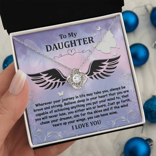 Daughter - Brave And Strong Love Knot Necklace