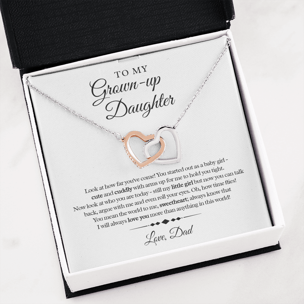 My Grown Up Daughter - Love Dad Interlocked Heart Necklace