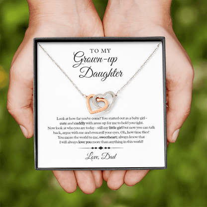 My Grown Up Daughter - Love Dad Interlocked Heart Necklace
