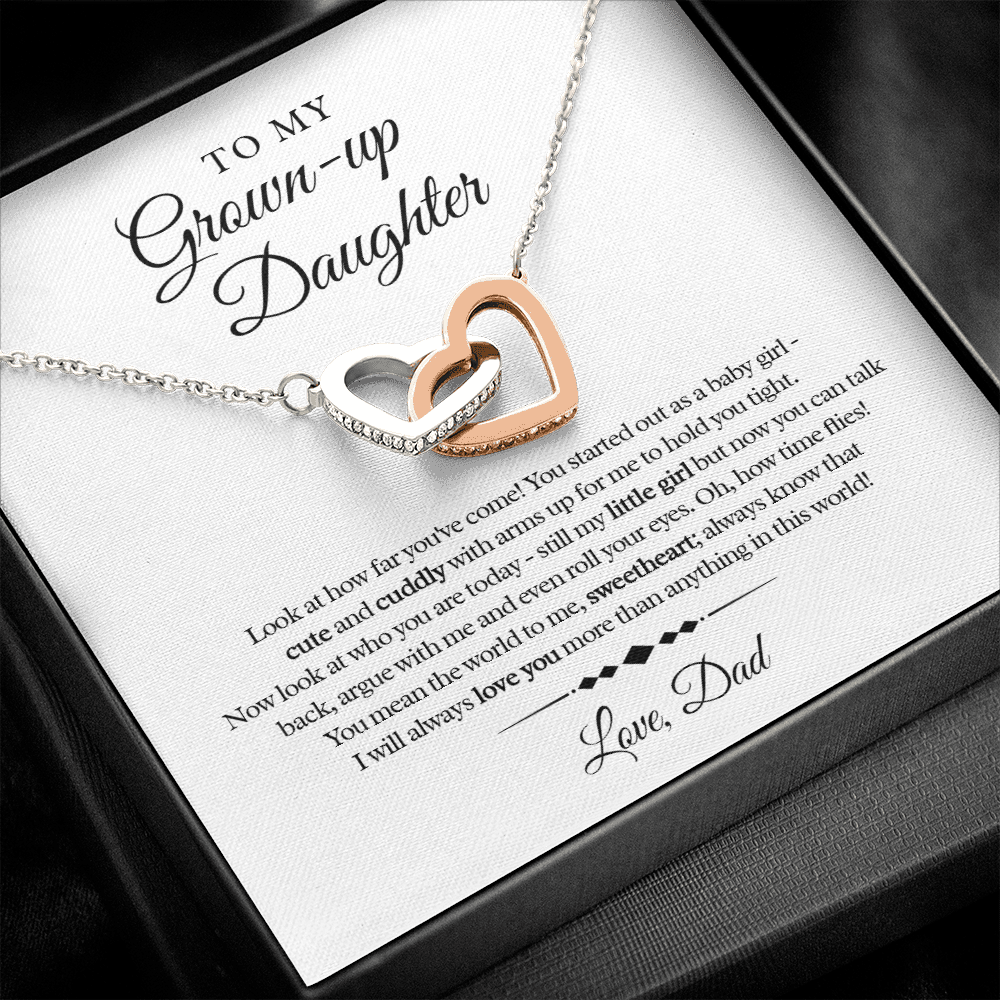 My Grown Up Daughter - Love Dad Interlocked Heart Necklace