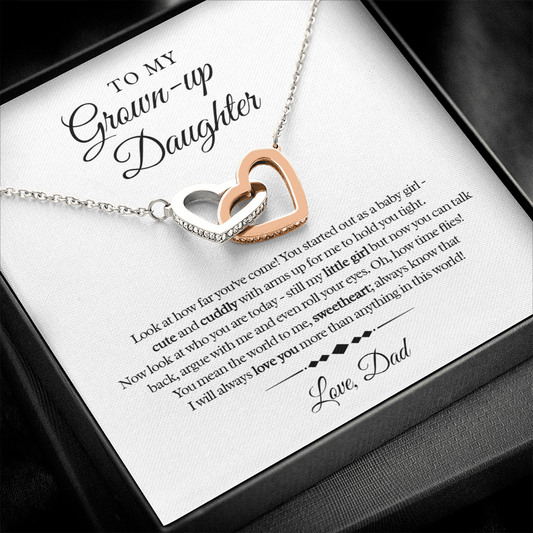 My Grown Up Daughter - Love Dad Interlocked Heart Necklace