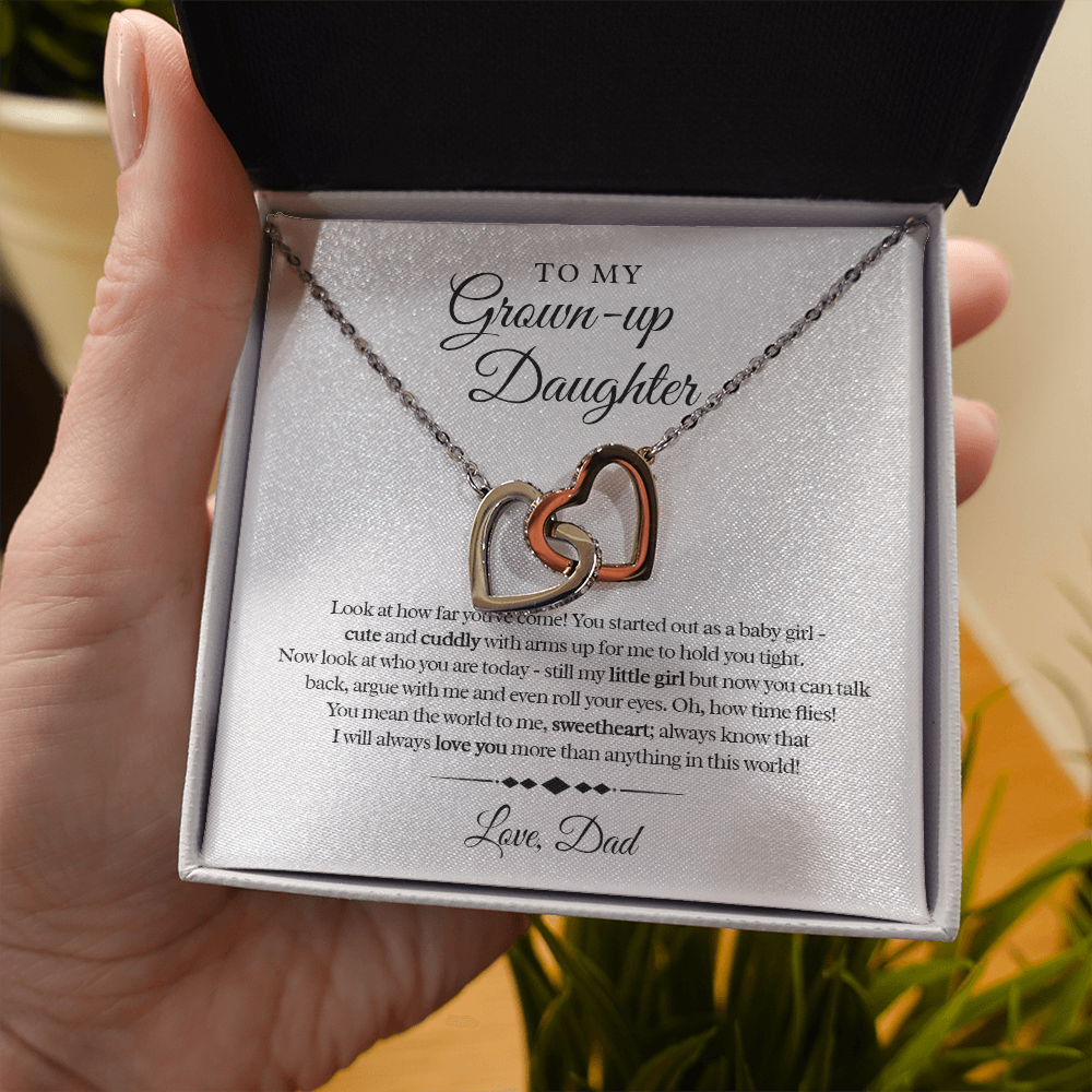 My Grown Up Daughter - Love Dad Interlocked Heart Necklace