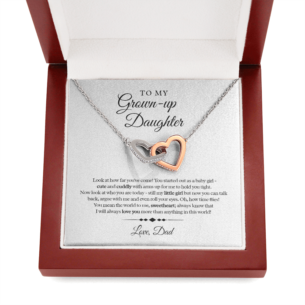 My Grown Up Daughter - Love Dad Interlocked Heart Necklace