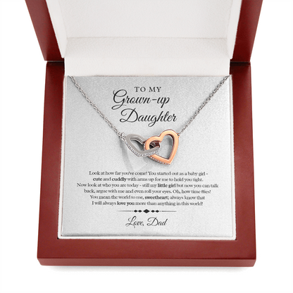My Grown Up Daughter - Love Dad Interlocked Heart Necklace