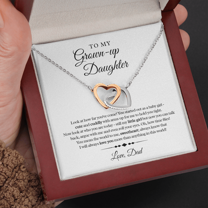 My Grown Up Daughter - Love Dad Interlocked Heart Necklace