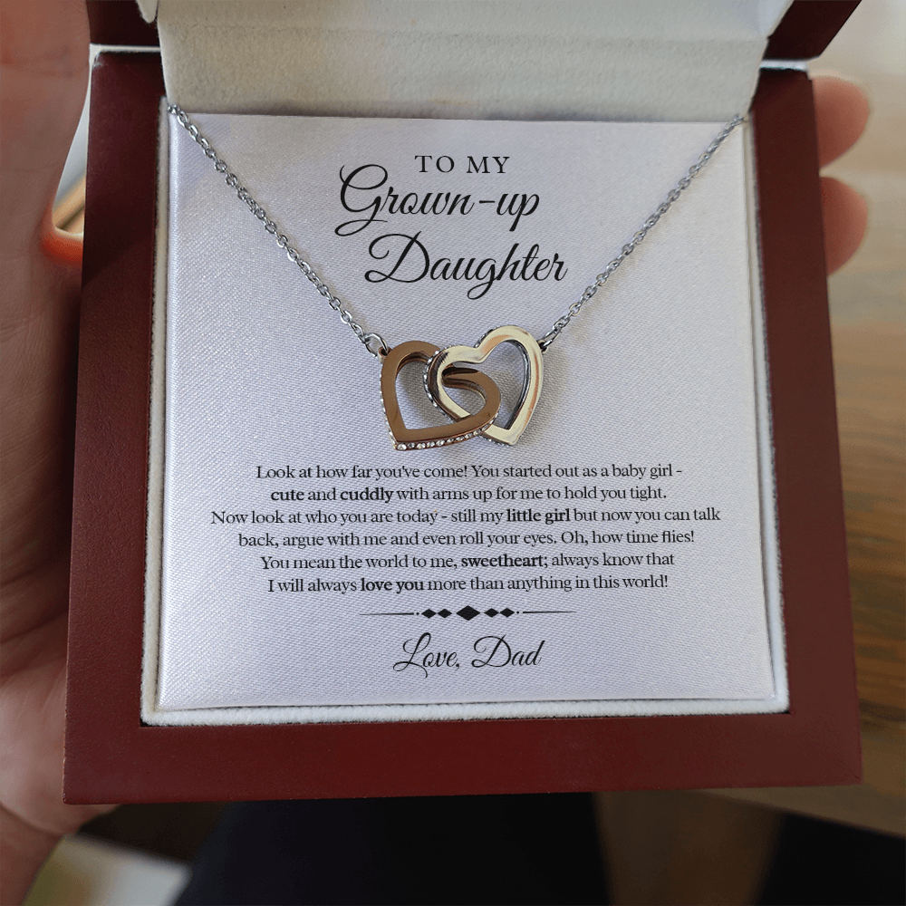 My Grown Up Daughter - Love Dad Interlocked Heart Necklace