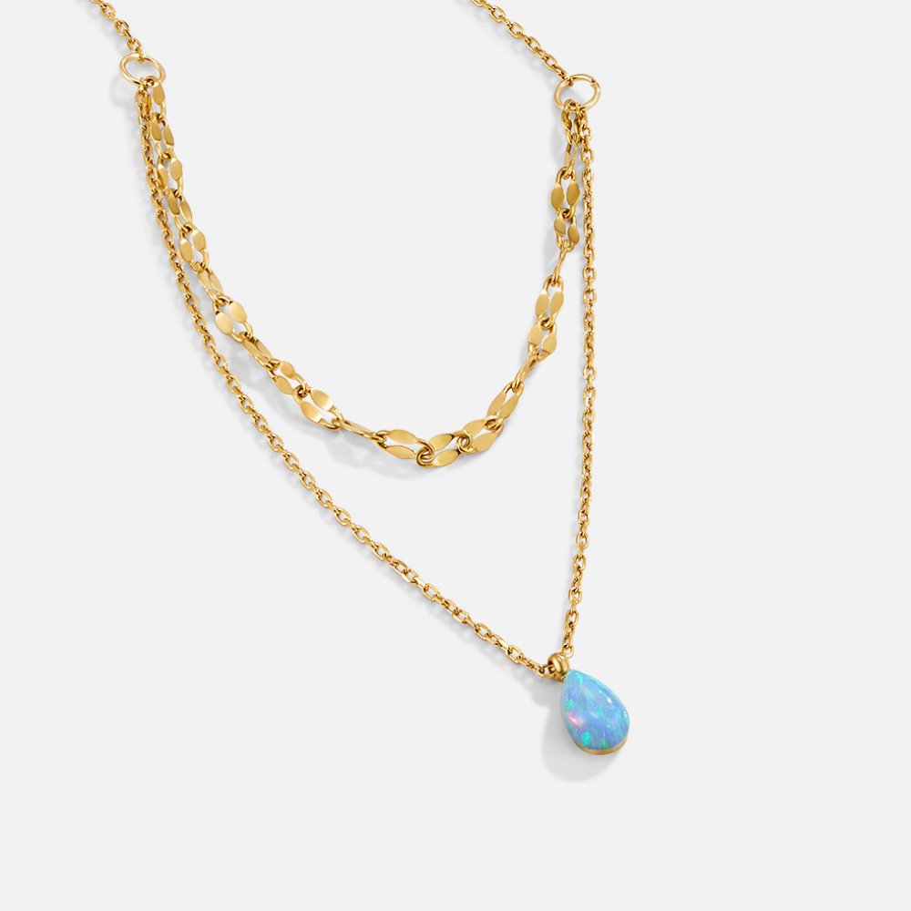 Theresa - Opal Teardrop Layered Necklace
