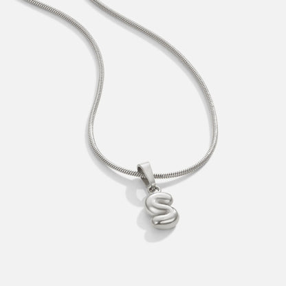 Esme - Bubble Letter Necklace Silver