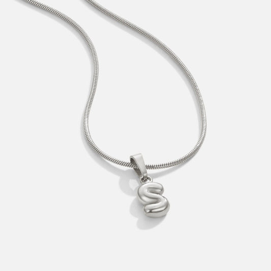 Esme - Bubble Letter Necklace Silver