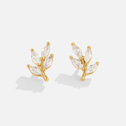 Viola - Crystal Leaf Stud Earrings