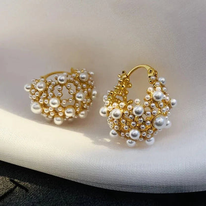 Luna - Dainty Pearl Hoop Earrings