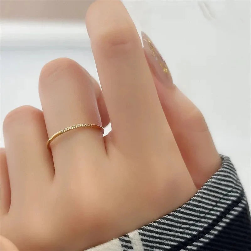 Alina - Dainty Thin Speckled Diamond Ring